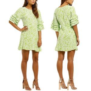 Faithfull the Brand Serafina Freja Floral Print Short Sleeve Mini Dress Sz XS